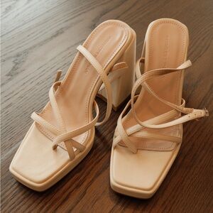 Princess Polly Cream Strappy Heels